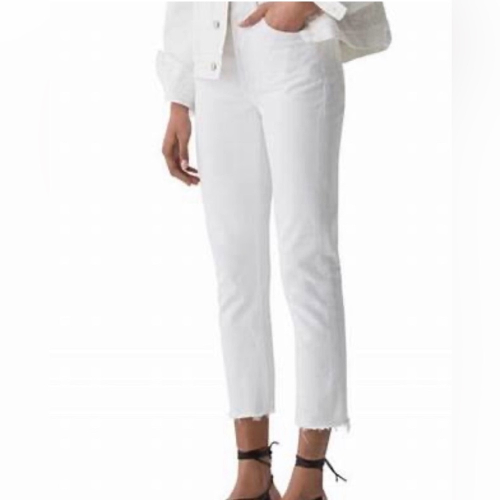 NWOT Agolde Riley White Cropped Frayed Hem Jeans